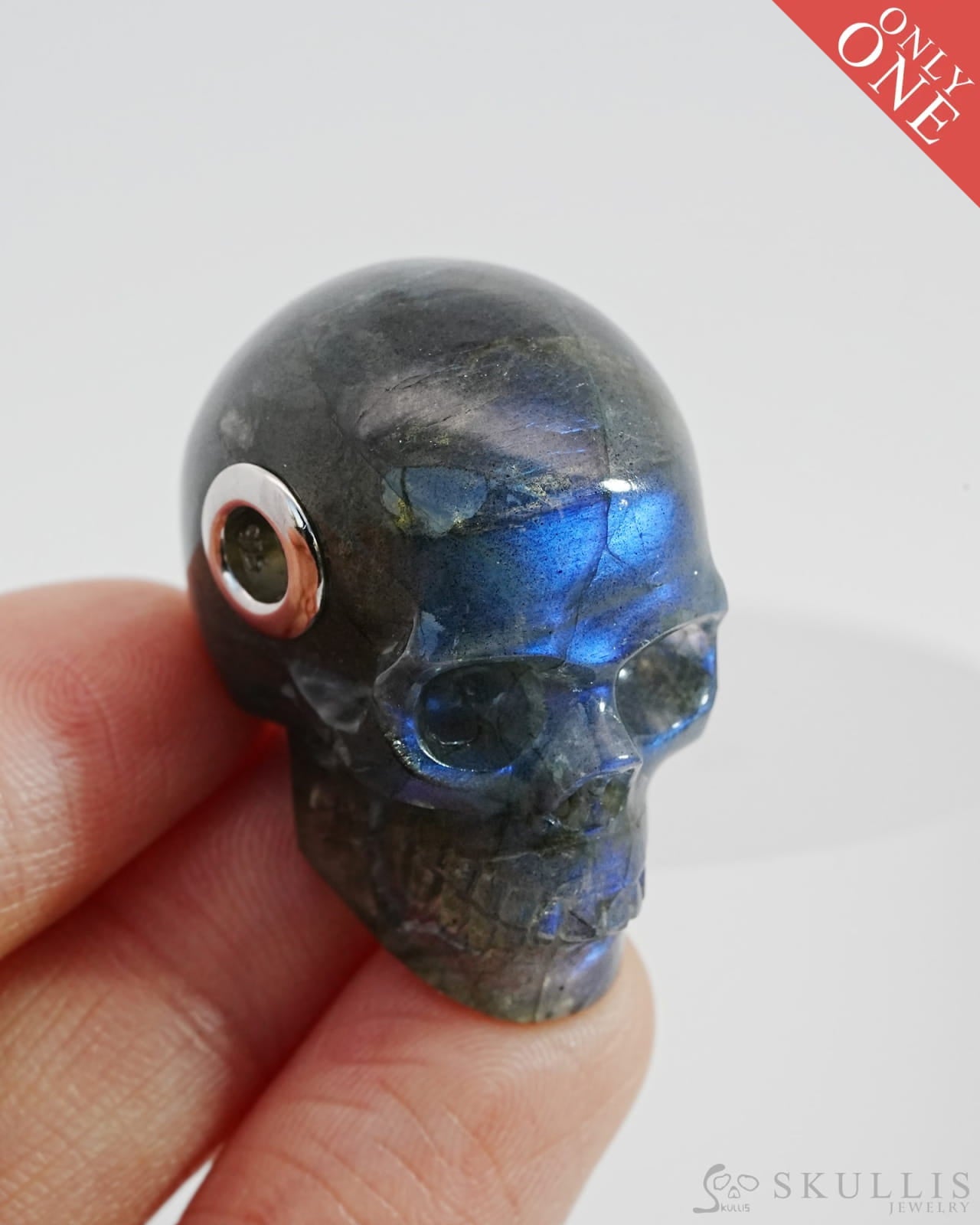 Skullis Signature Labradorite Gem Skull Pendant Or Necklace Hand Carved Sterling Silver 925 Chain