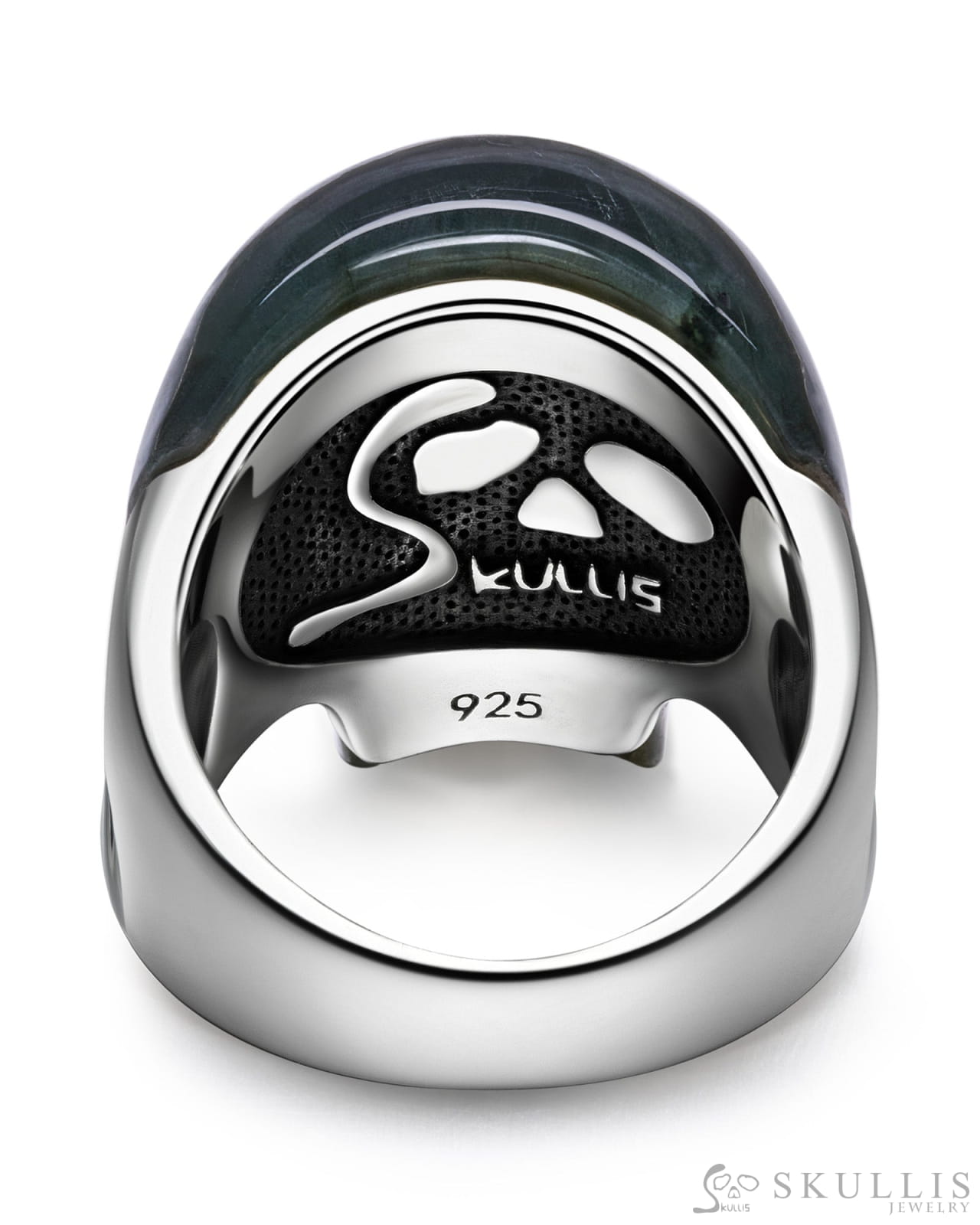 Skullis Signature Labradorite Gem Skull Ring Hand Carved Sterling Silver For Women & Men Rings