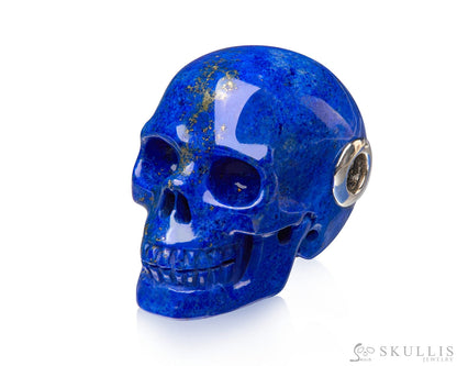 Gem Skull Pendant Necklace Of Lapis Lazuli Carved Skull In Blackened Sterling Silver Skull Pendants