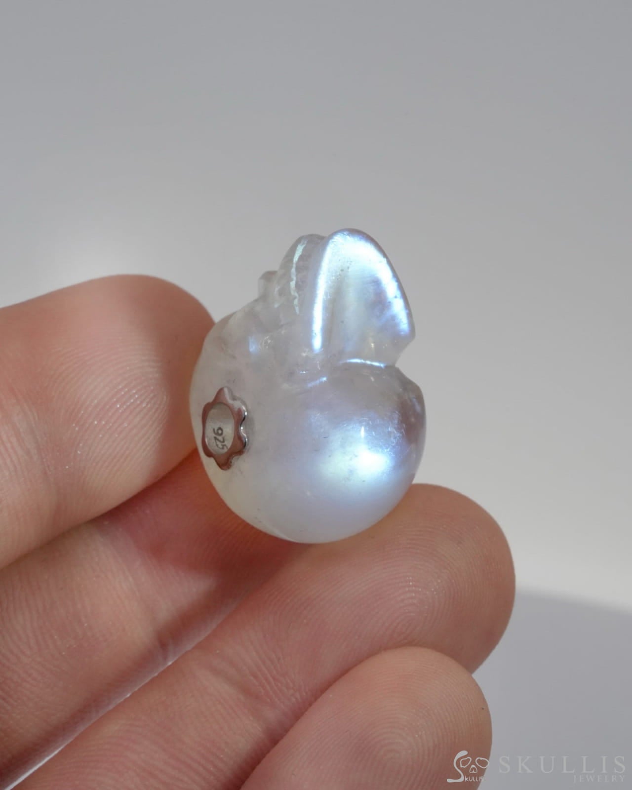 Skullis Signature Moonstone Gem Skull Pendant or Necklace Hand Carved for Women & Men - 0500028 Skull Pendants