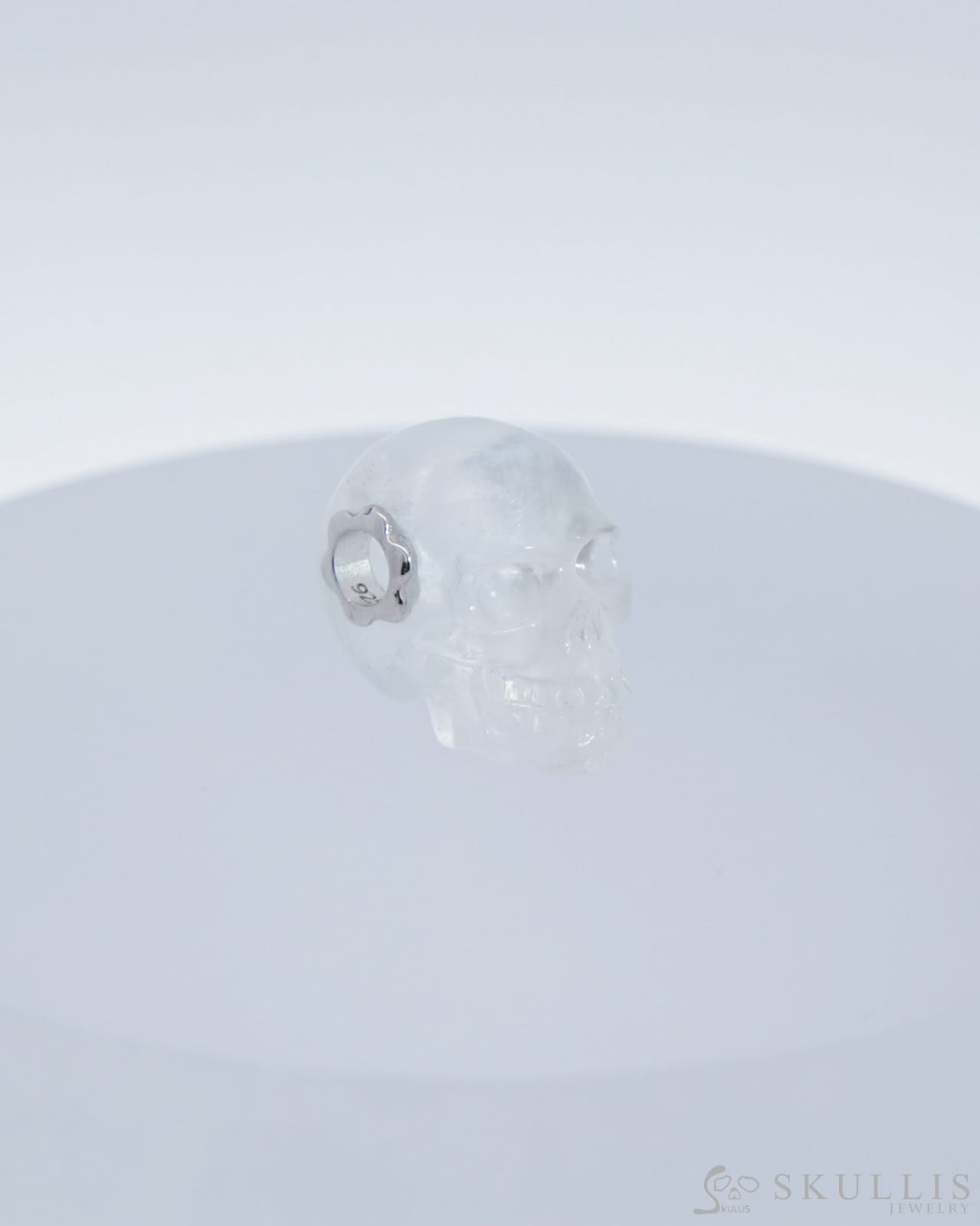 Skullis Signature Moonstone Gem Skull Pendant Or Necklace Hand Carved Sterling Silver 925 Chain For