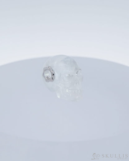 Skullis Signature Moonstone Gem Skull Pendant Or Necklace Hand Carved Sterling Silver 925 Chain For