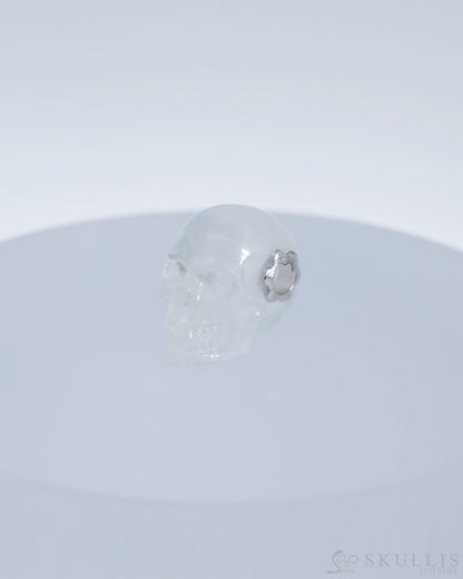 Skullis Signature Moonstone Gem Skull Pendant Or Necklace Hand Carved Sterling Silver 925 Chain For