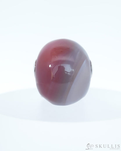 Skullis Signature Mozambique Agate Gem Skull Pendant or Necklace Hand Carved Sterling Silver 925 Chain for Women & Men