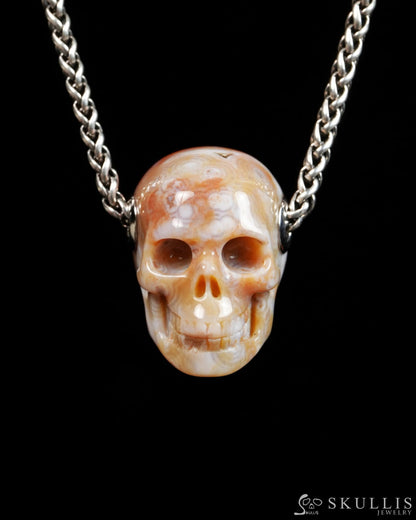 Skullis Signature Ocean Jasper Gem Skull Pendant or Necklace Hand Carved for Women & Men - 9900308 - Skull Pendants