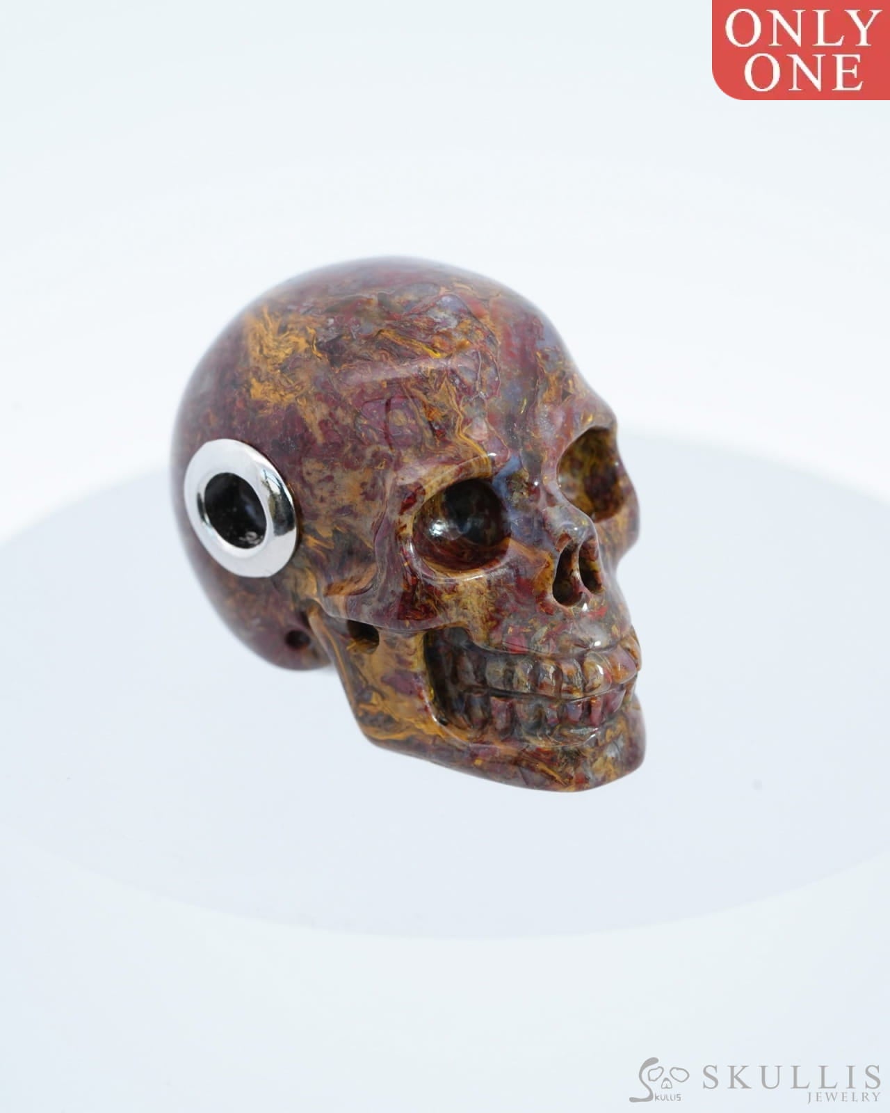 Skullis Signature Pietersite Gem Skull Pendant Or Necklace Hand Carved Sterling Silver 925 Chain