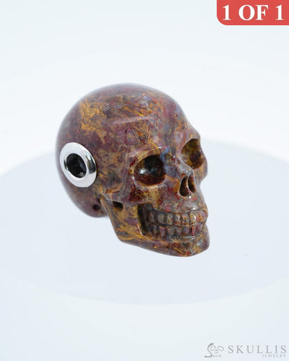 Skullis Signature Pietersite Gem Skull Pendant Or Necklace Hand Carved Sterling Silver 925 Chain