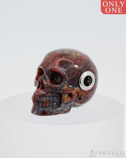 Skullis Signature Pietersite Gem Skull Pendant Or Necklace Hand Carved Sterling Silver 925 Chain