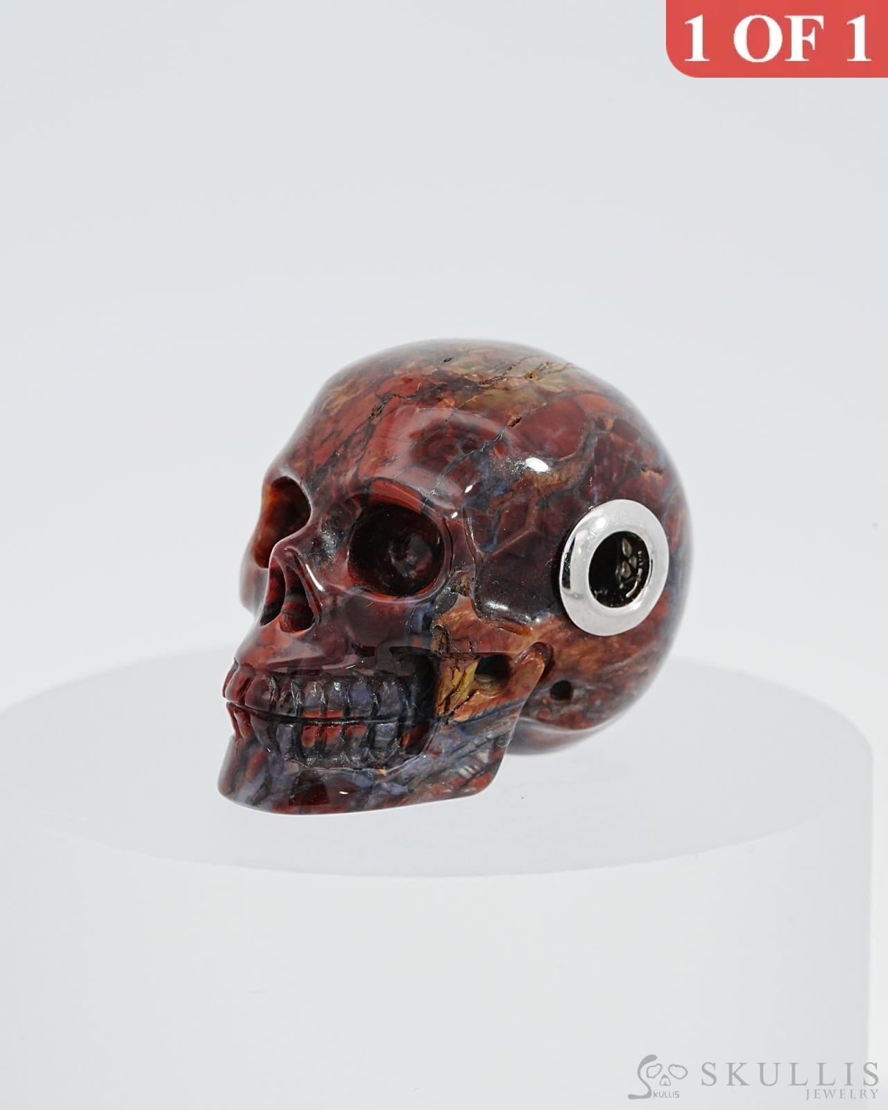 Skullis Signature Pietersite Gem Skull Pendant Or Necklace Hand Carved Sterling Silver 925 Chain