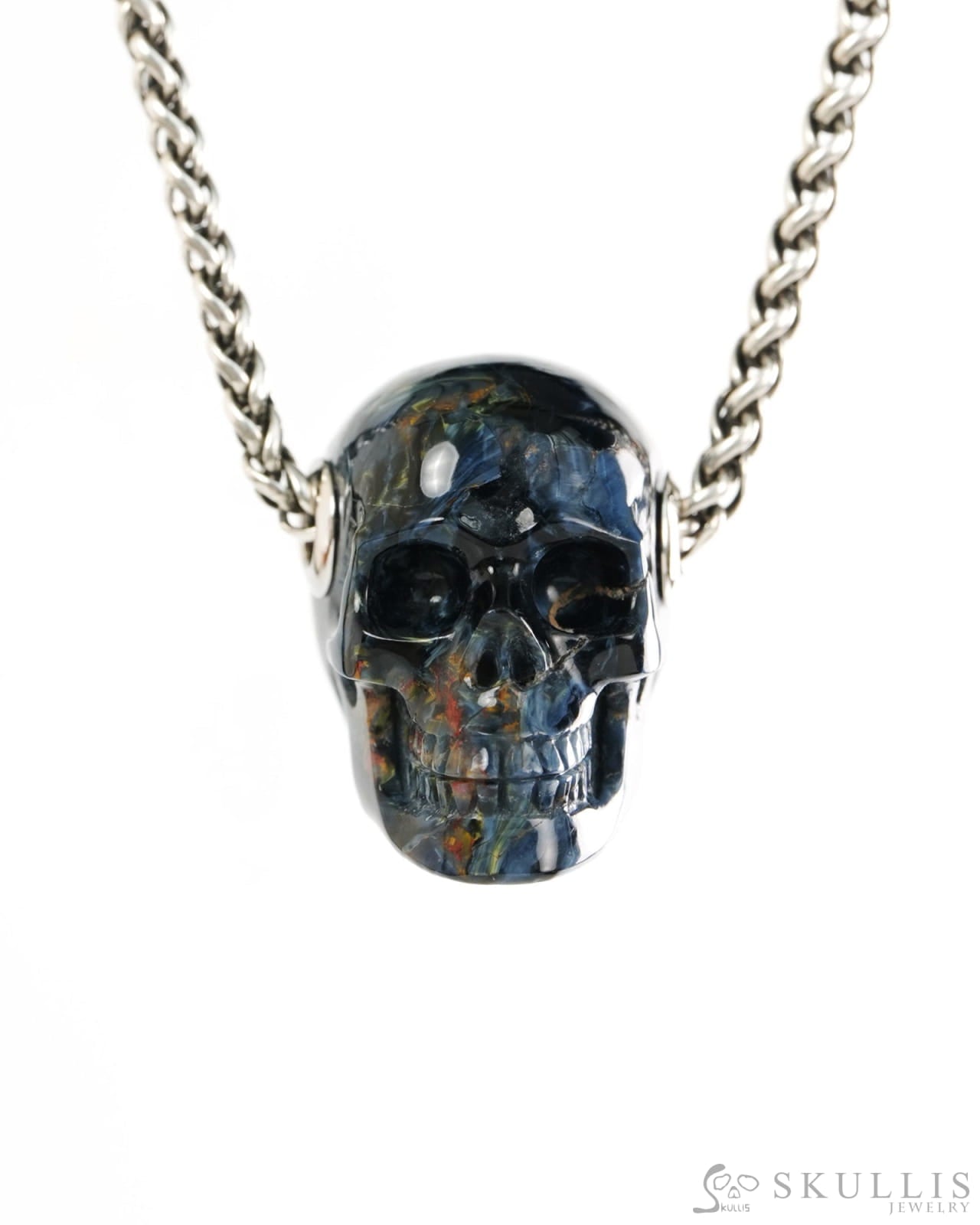 Skullis Signature Pietersite Gem Skull Pendant or Necklace Hand Carved for Women & Men - 9900428 - Skull Pendants