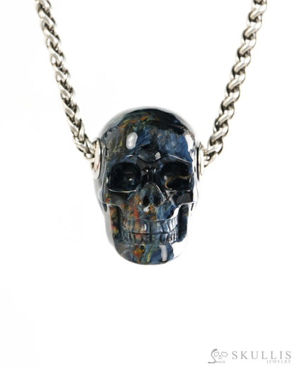 Skullis Signature Pietersite Gem Skull Pendant or Necklace Hand Carved for Women & Men - 9900428 - Skull Pendants