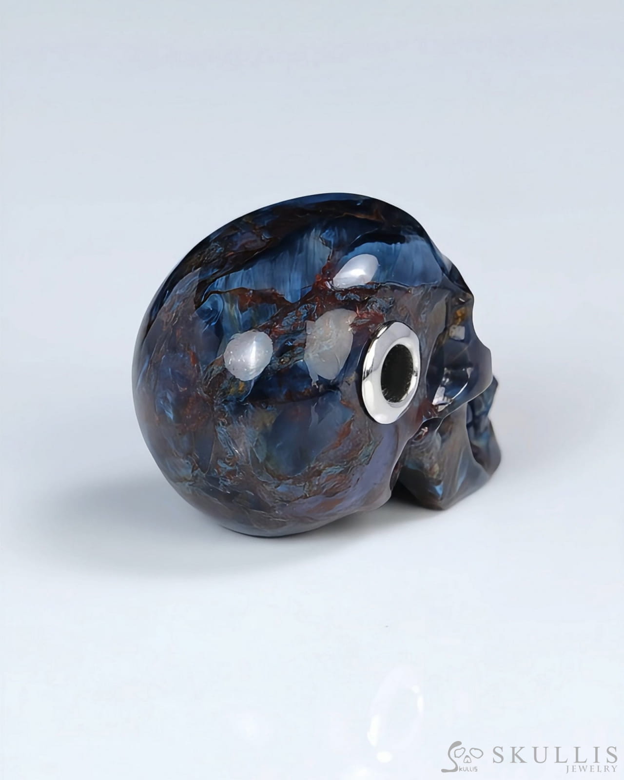 Skullis Signature Pietersite Gem Skull Pendant or Necklace Hand Carved for Women & Men - ZR19500397 Skull Pendants