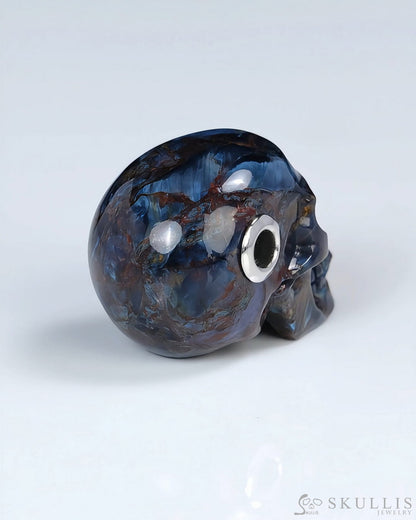 Skullis Signature Pietersite Gem Skull Pendant or Necklace Hand Carved for Women & Men - ZR19500397 Skull Pendants