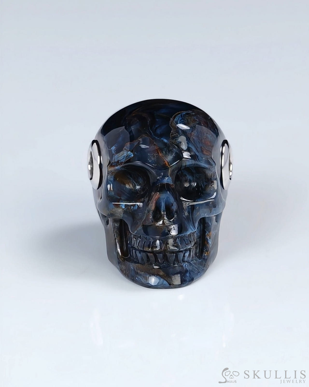 Skullis Signature Pietersite Gem Skull Pendant or Necklace Hand Carved for Women & Men - ZR19500397 Skull Pendants