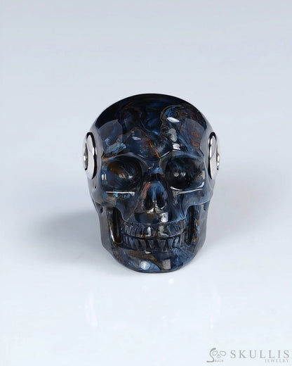 Skullis Signature Pietersite Gem Skull Pendant or Necklace Hand Carved for Women & Men - ZR19500397 Skull Pendants
