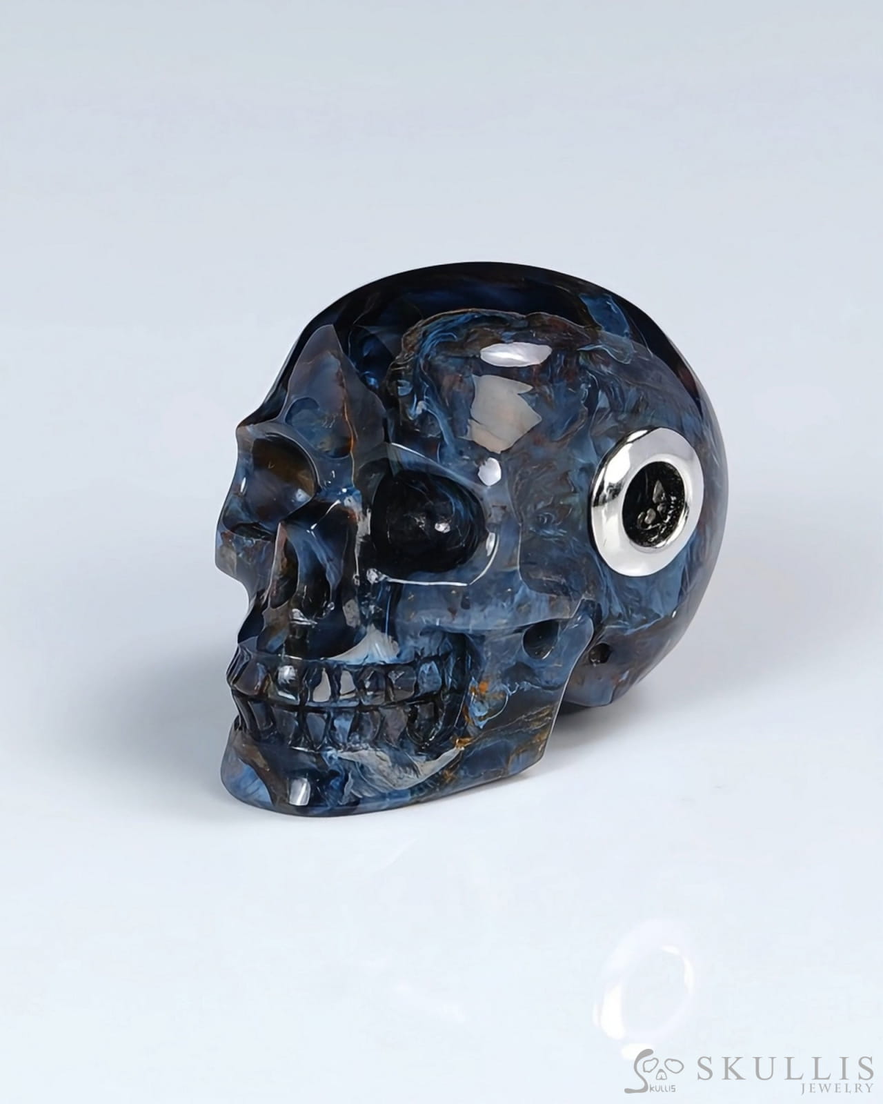 Skullis Signature Pietersite Gem Skull Pendant or Necklace Hand Carved for Women & Men - ZR19500397 Skull Pendants