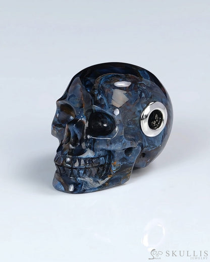 Skullis Signature Pietersite Gem Skull Pendant or Necklace Hand Carved for Women & Men - ZR19500397 Skull Pendants