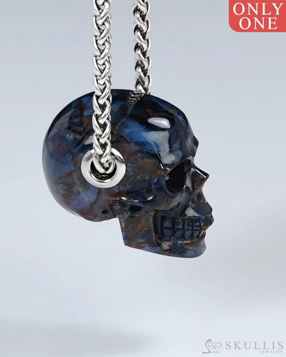 Skullis Signature Pietersite Gem Skull Pendant or Necklace Hand Carved for Women & Men - ZR19500397 Skull Pendants