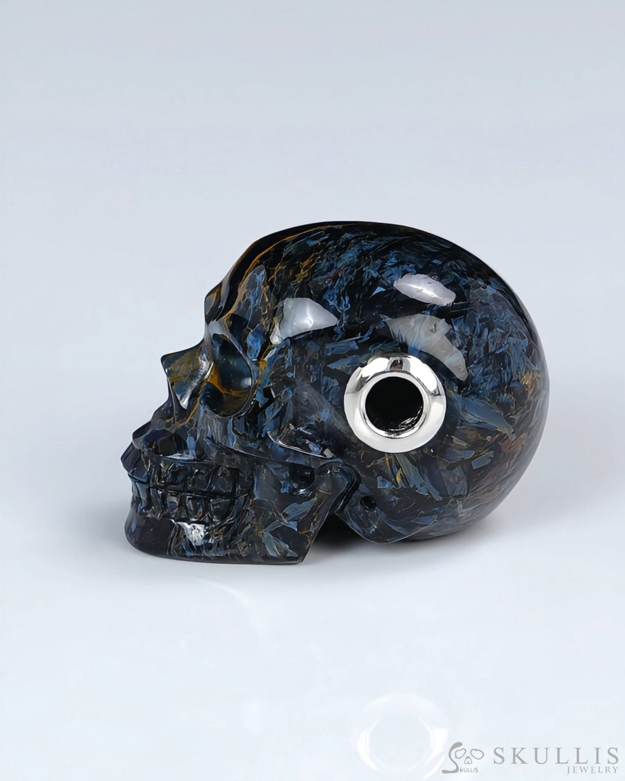 Skullis Signature Pietersite Gem Skull Pendant or Necklace Hand Carved for Women & Men - ZR19500398 Skull Pendants