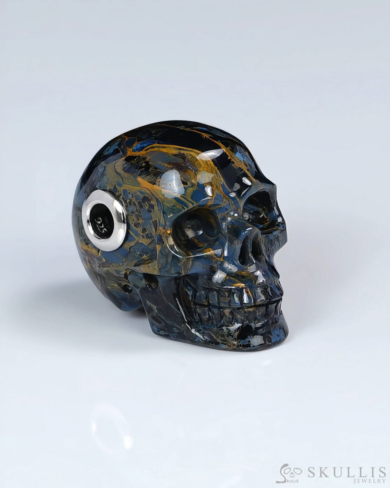 Skullis Signature Pietersite Gem Skull Pendant or Necklace Hand Carved for Women & Men - ZR19500398 Skull Pendants