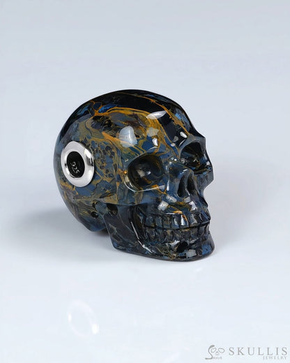 Skullis Signature Pietersite Gem Skull Pendant or Necklace Hand Carved for Women & Men - ZR19500398 Skull Pendants