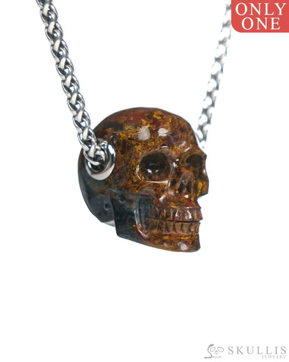 Skullis Signature Pietersite Gem Skull Pendant or Necklace Hand Carved for Women & Men - ZR19900064 Skull Pendants