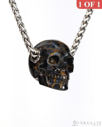 Skullis Signature Pietersite Gem Skull Pendant or Necklace Hand Carved for Women & Men - ZR19900174 Skull Pendants