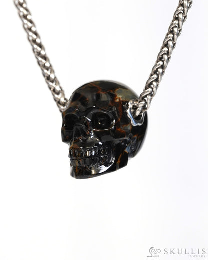 Skullis Signature Pietersite Gem Skull Pendant or Necklace Hand Carved for Women & Men - ZR19900174 Skull Pendants