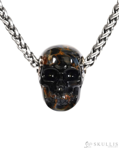 Skullis Signature Pietersite Gem Skull Pendant or Necklace Hand Carved for Women & Men - ZR19900175 Skull Pendants