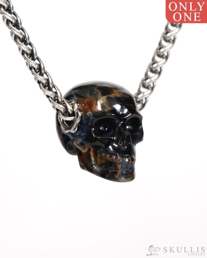 Skullis Signature Pietersite Gem Skull Pendant or Necklace Hand Carved for Women & Men - ZR19900175 Skull Pendants