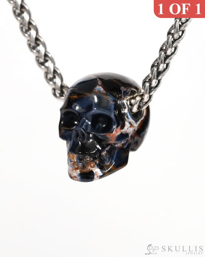 Skullis Signature Pietersite Gem Skull Pendant or Necklace Hand Carved for Women & Men - ZR19900176 Skull Pendants