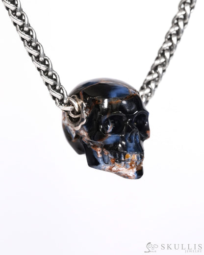 Skullis Signature Pietersite Gem Skull Pendant or Necklace Hand Carved for Women & Men - ZR19900176 Skull Pendants