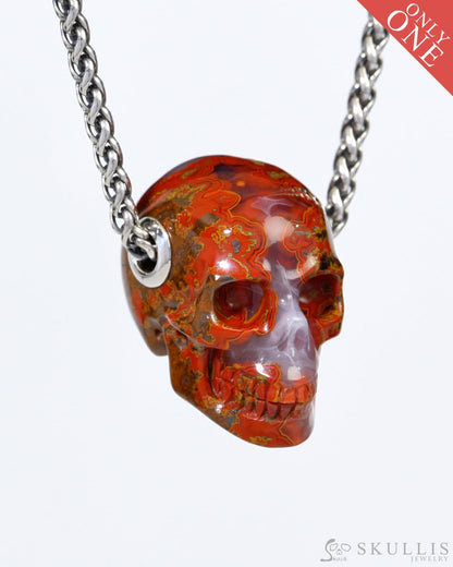 Skullis Signature Red Desert Agate Gem Skull Pendant or Necklace Hand Carved for Women & Men - 9900179 Skull Pendants