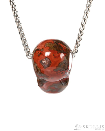 Skullis Signature Red Desert Agate Gem Skull Pendant or Necklace Hand Carved for Women & Men - 9900376 - Skull Pendants