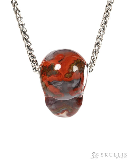 Skullis Signature Red Desert Agate Gem Skull Pendant or Necklace Hand Carved for Women & Men - 9900377 - Skull Pendants