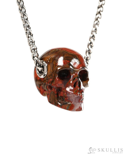 Skullis Signature Red Desert Agate Gem Skull Pendant or Necklace Hand Carved for Women & Men - 9900377 - Skull Pendants