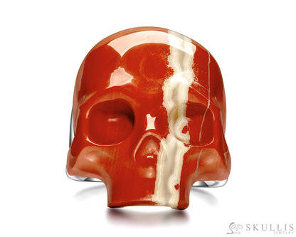 Skullis Signature Red Jasper Gem Skull Ring Hand Carved Sterling Silver for Women & Men Skull Rings