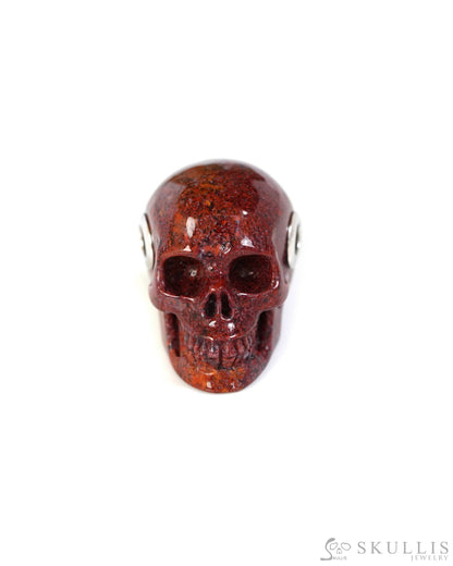 Skullis Signature Green Moss Agate Gem Skull Pendant or Necklace Hand Carved Sterling Silver 925 Chain for Women & Men