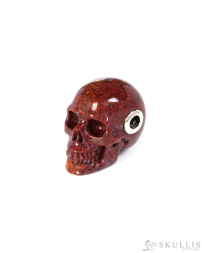 Skullis Signature Green Moss Agate Gem Skull Pendant or Necklace Hand Carved Sterling Silver 925 Chain for Women & Men