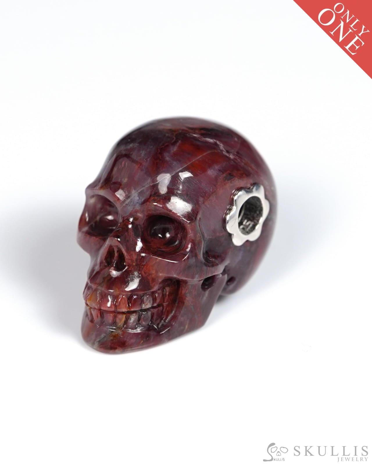 Skullis Signature Red Pietersite Gem Skull Pendant or Necklace Hand Carved for Women & Men - ZR19900067 - Skull Pendants