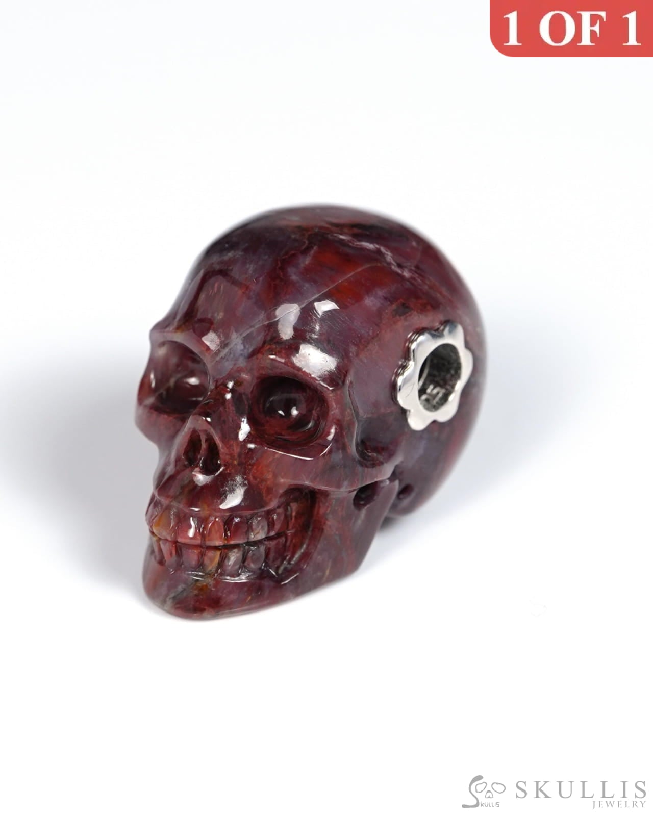 Skullis Signature Red Pietersite Gem Skull Pendant or Necklace Hand Carved for Women & Men - ZR19900067 - Skull Pendants