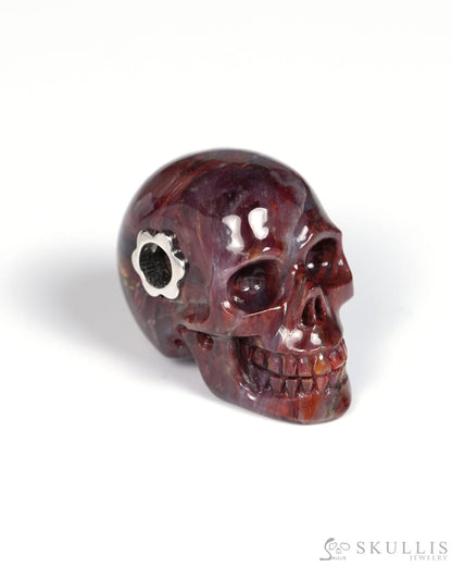 Skullis Signature Red Pietersite Gem Skull Pendant or Necklace Hand Carved for Women & Men - ZR19900067 - Skull Pendants