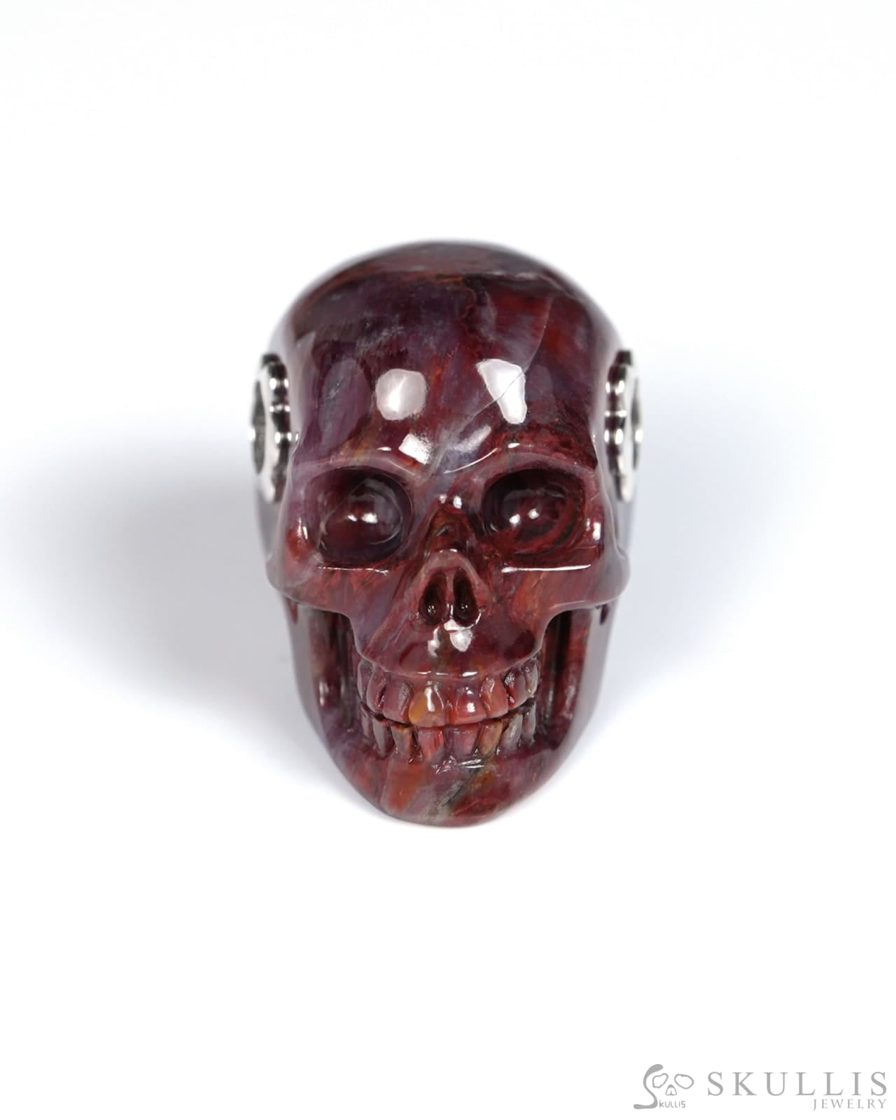 Skullis Signature Red Pietersite Gem Skull Pendant or Necklace Hand Carved for Women & Men - ZR19900067 - Skull Pendants