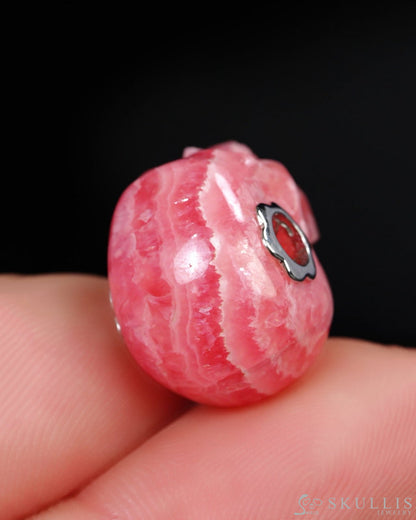 Skullis Signature Rhodochrosite Gem Skull Pendant or Necklace Hand Carved for Women & Men - ZR19500399 Skull Pendants