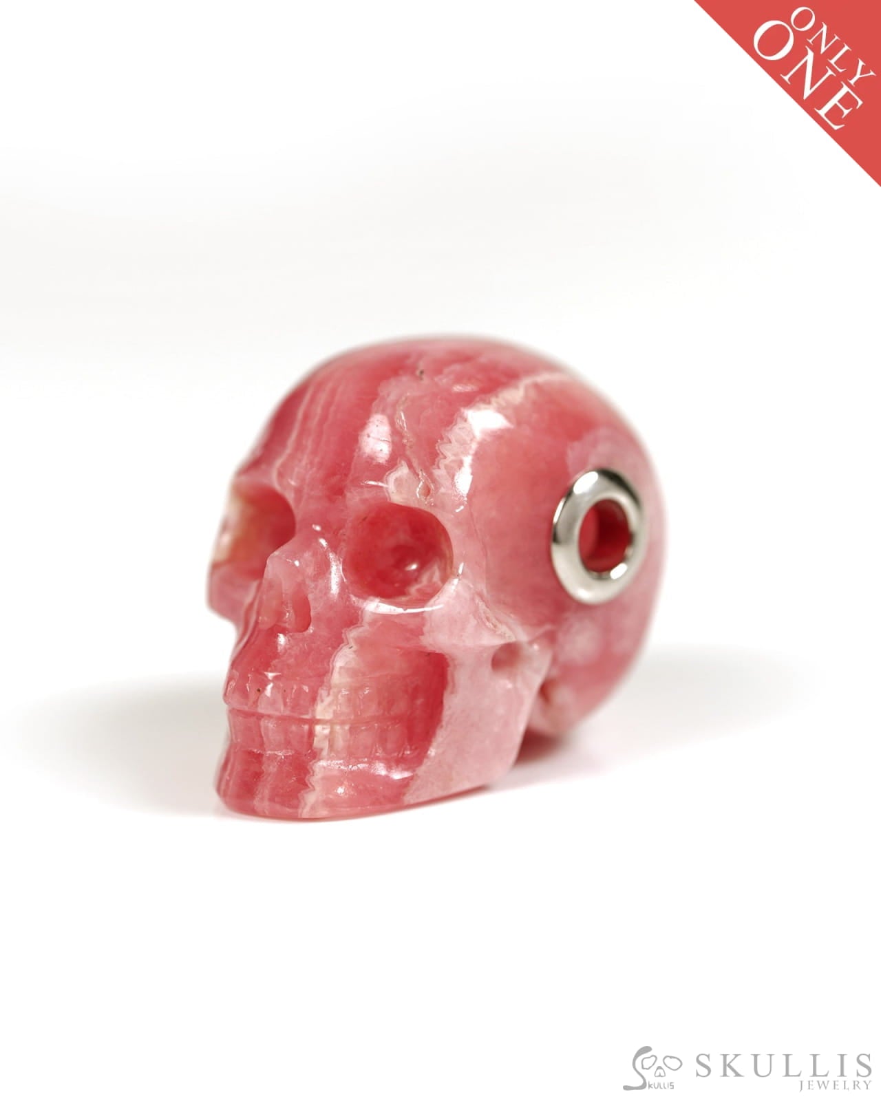 Skullis Signature Rhodochrosite Gem Skull Pendant or Necklace Hand Carved for Women & Men - ZR19800329 Skull Pendants