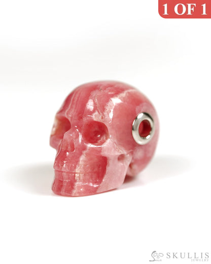 Skullis Signature Rhodochrosite Gem Skull Pendant or Necklace Hand Carved for Women & Men - ZR19800329 Skull Pendants