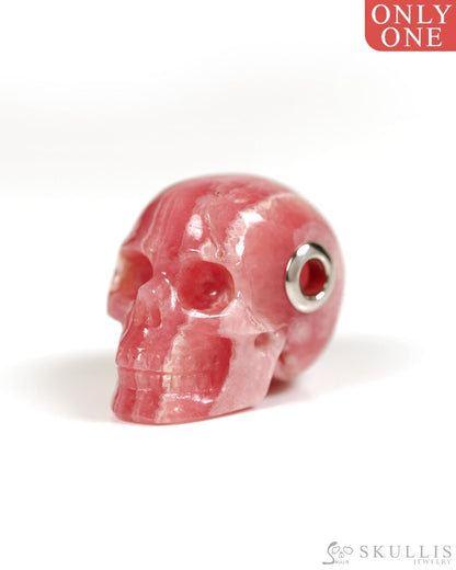 Skullis Signature Rhodochrosite Gem Skull Pendant or Necklace Hand Carved for Women & Men - ZR19800329 Skull Pendants