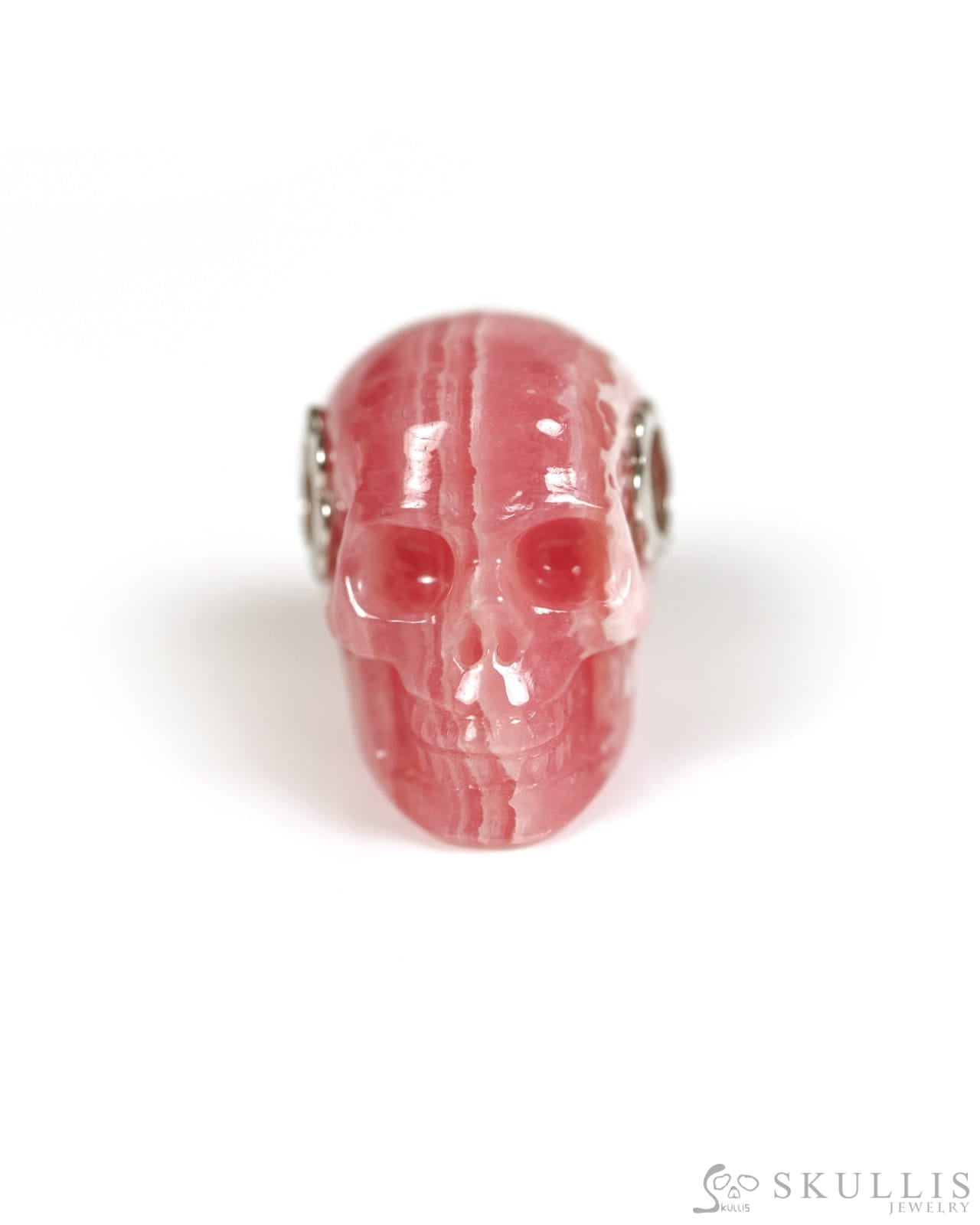 Skullis Signature Rhodochrosite Gem Skull Pendant or Necklace Hand Carved for Women & Men - ZR19800331 Skull Pendants