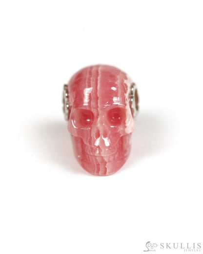 Skullis Signature Rhodochrosite Gem Skull Pendant or Necklace Hand Carved for Women & Men - ZR19800331 Skull Pendants