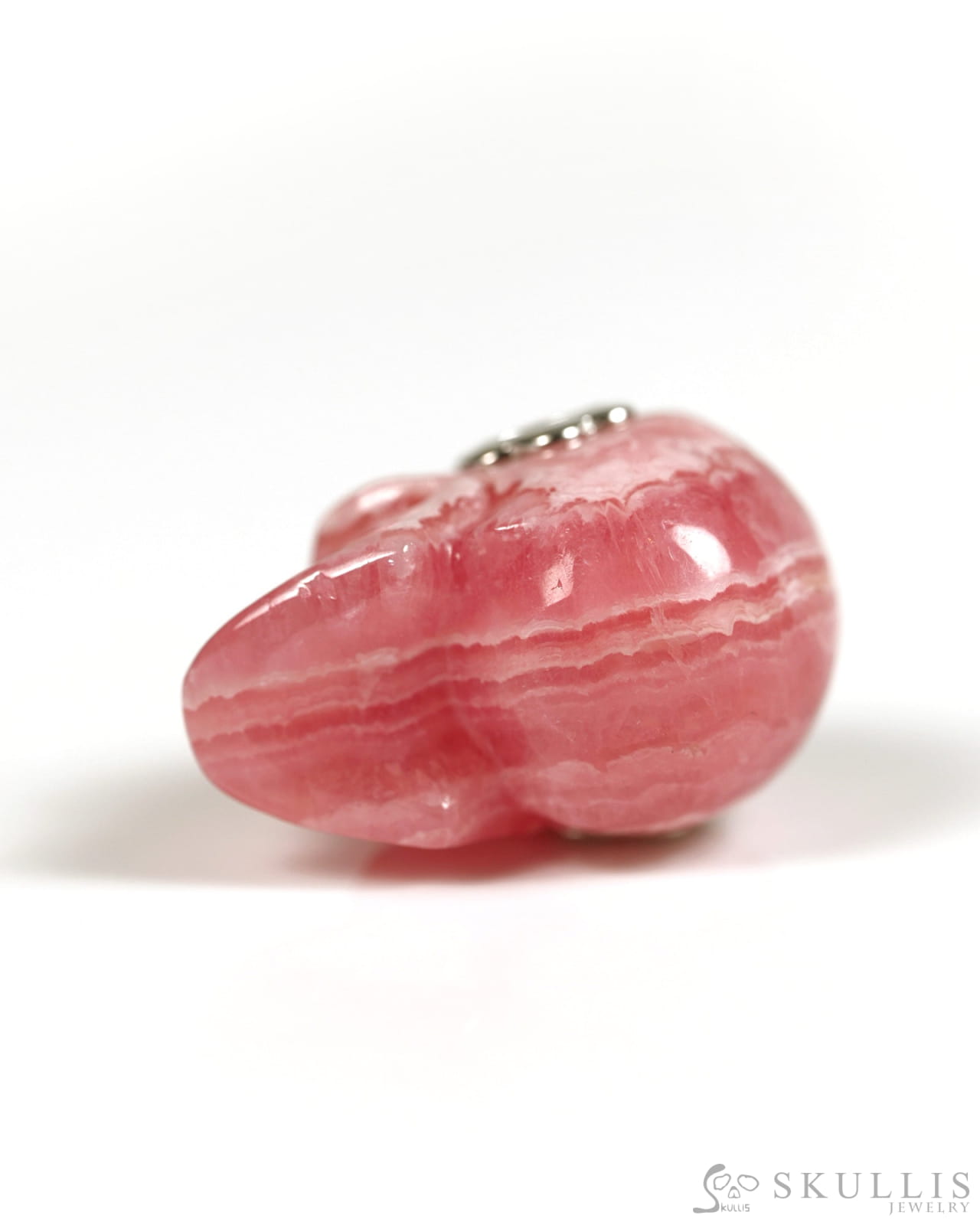 Skullis Signature Rhodochrosite Gem Skull Pendant or Necklace Hand Carved for Women & Men - ZR19800331 Skull Pendants